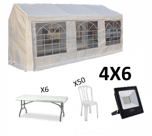 אוהל אבלים 4X6 - כולל כסאות, שולחנות ותאורה