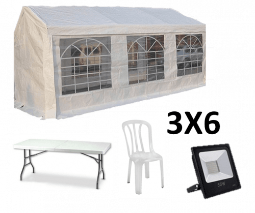 אוהל אבלים 3X6 - כולל כסאות, שולחנות ותאורה