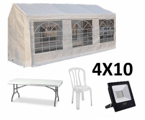 אוהל אבלים 4X10 - כולל כסאות, שולחנות ותאורה