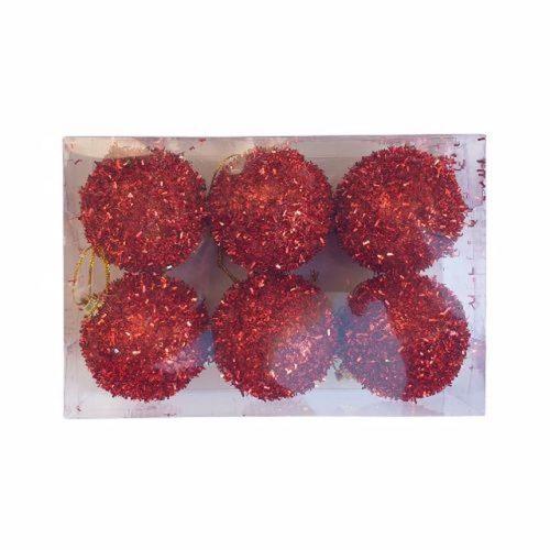 כדורים אדומים מנצנצים - מארז 6 יח' - 6 סמ