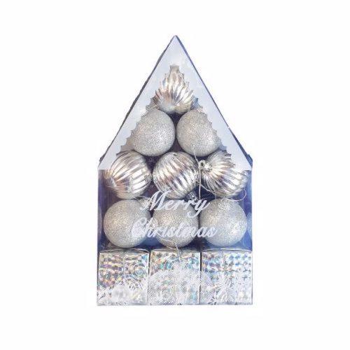 כדורים ומתנות בצבע כסף - 12 יח' - 4.5 סמ